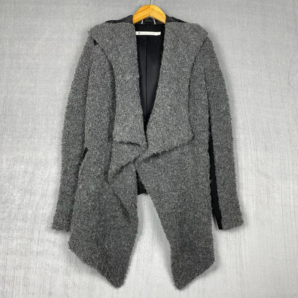 Blanc‎ Noir Womens Hooded Cardigan XS Wool Silk Avant Garde Thumbholes Pockets